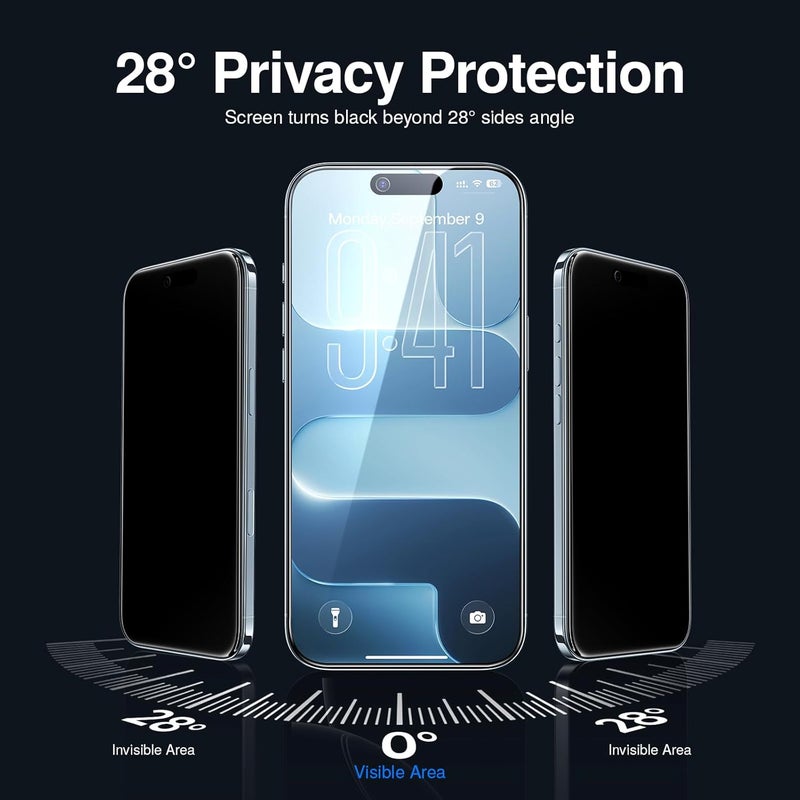 SmartDevil 2 Pack Tempered Glass for iPhone Air Privacy Screen Protector, Military-Grade Shatterproof Protection, 9H Hardness, Anti-Spy Privacy Film, Fast & Easy Installation, Case Friendly Design - Image 3